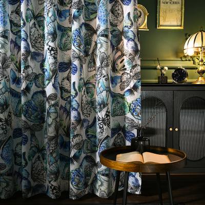 China Hot Design Curtain Butterfly Blackout Blackout Sales Decorative Home Curtain For Living Room Grommet Top Drapes Printed Sheer Curtain for sale