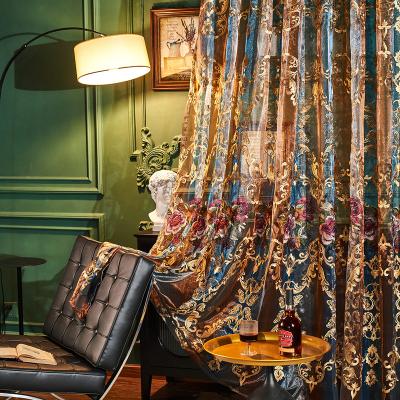 China Polyester Luxury Custom Made Curtain Embroidery Turkey Blackout Blackout Waist Curtain Sheer Curtain For Living Room for sale