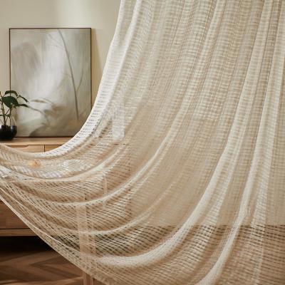 China 52 Inch Long Sheer Linen Grommet Window Top Voile Faux Tulle Curtain Fabric Drapes Panels Sheer Window for sale