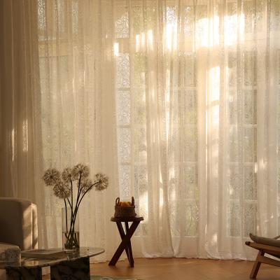 China Modern Popular Custom Size Sheer Hollow-out For Living Room Sheer Voile Polyester Sheer Curtain for sale