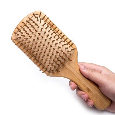 China Natural Detangling Detangler Disposable Handle Air Cushion Massage Comb Bamboo Wood Hair Brush for sale