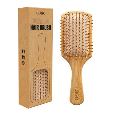 China Disposable Comb Detangling and Air Cushion Wooden Bamboo Paddle Hair Brush for sale