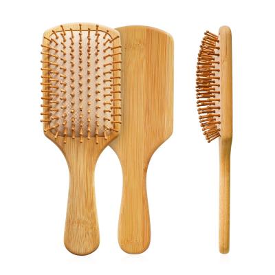 China Detangling Detangler Handle Air Cushion Disposable Wooden Bamboo Hair Brush and Comb for sale