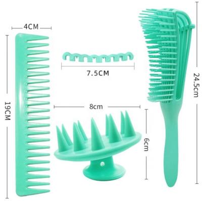 China 3pcs salon rubber material, customized logo and box denman hair brush, shampoo hair comb set brush for sale