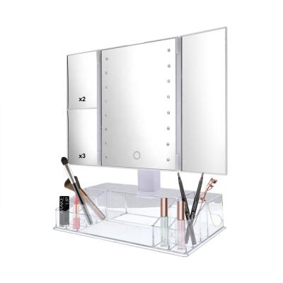 China LED Lighted Folding Cosmetic Mirror Adjustable LED Makeup Mirror for sale