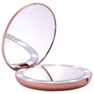 China LED Lighted Lighted Makeup Mirror 1x/7x Magnification, Illuminated, Portable, Folding | Perfect for handbag, pocket travel beauty for sale