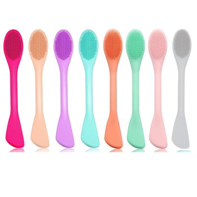 China Flat brush silicone exfoliating tools double sided soft lip brush exfoliate silicone exfoliating lip brush wand for sale