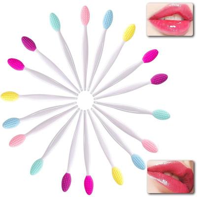 China Flat Brush Customized Lip Brush Tool Deep Clean Double Sided Soft Silicone Exfoliating Lip Scrub Brush for sale