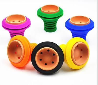 China Colorful Smooking Hookah Accessories 6 Holes Shisha Hookah Bowl Smoke Pot Silicone Phunnel Silicone Hookah Bowl for sale