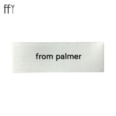 China Sustainable Eco Friendly Recycled Fabric Clothes Label Logo Woven Lables Stick On Custom Apparel Label for sale