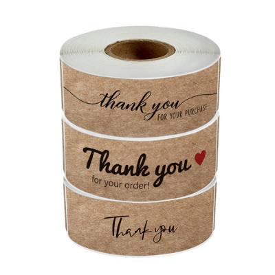 China Custom Rectangular Paper Recycled Die Cut Factory Kraft Paper Thank You Sticker Tape Sticker Label for sale