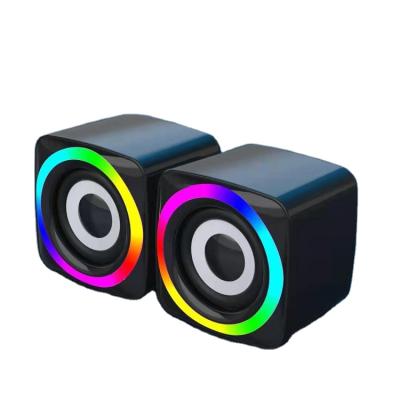 China Colorful Channel LED Light 2.0 LED Light Portable Cable Small Mini RGB Stereo Speaker for sale