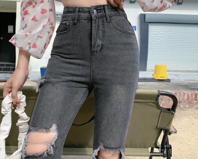 China Breathable Women DESTROYED HOLES Cotton LADY STREET WEAR GIRL jeans GAITERS WOMEN BUTT LIFT DESTROYED HOLES SEXY JEANS for sale