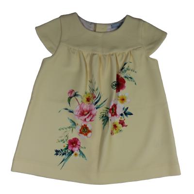 China Anti-wrinkle fashion design kids clothing girl o neck comfortable pleated dress with short sleeves and multi layer for sale