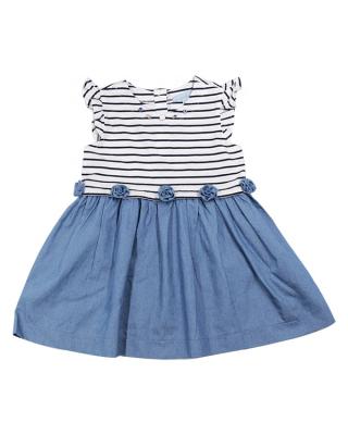 China Anti-wrinkle fashion design kids clothing girl o neck comfortable pleated dress with short sleeves and multi layer for sale