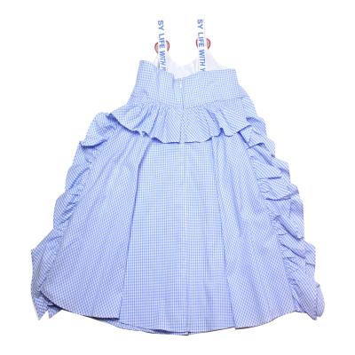 China Anti-wrinkle fashion design kids clothing girl o neck comfortable pleated dress with short sleeves and multi layer for sale