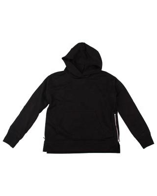 China Kids Anti-Shrink Apparel Soft Touch Drawstring Zipper Duo Patch Pockets Long Hoodie With A Boxy Silhouette And Ribbed Edge for sale