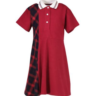 China Anti-wrinkle fashion design clothing girl o neck comfortable teen pleated dress with short sleeves and multi layer for sale