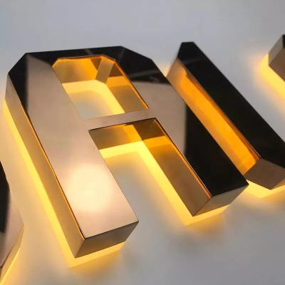 China Led Gold Metal Letter Steel Signs Backlit Led Channel Letters Sign Gold Letter for sale