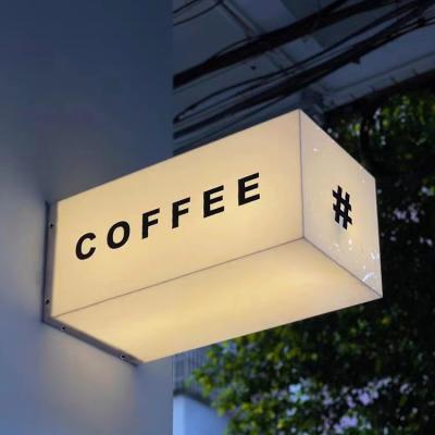 China Outdoor door head side sign light box billboard acrylic shop sign light custom custom coffee shop lighting signs for sale