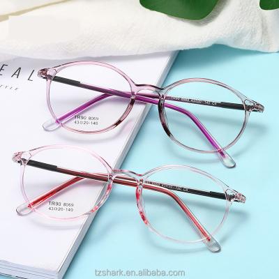 China Adults Glasses 2021 New Fashion Round Tr90 Optical Frame Adult Spectacle Glasses Frame For Women Men for sale