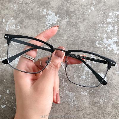 China 2021 New Half Rim Metal Tr 90 Glasses 2021 Adults Anti Adults Optical Frame Blocker Glass Light Blue Light Frame for sale