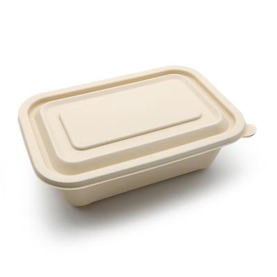 China Customizable 500ml Biodegradable Compostable Sealed Large Biodegradable Cornstarch Food Lunch Box Caterer for sale