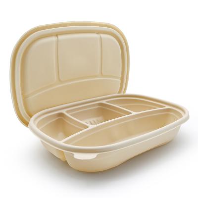 China Customizable 1000ml Biodegradable Compostable Sealed Large 4 Compartments Cornstarch Food Bowl Biodegradable Caterer for sale