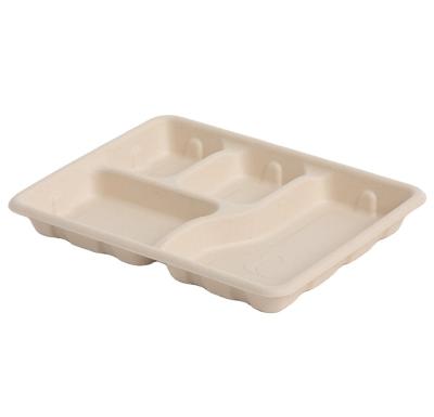 China Oil-resistant& Popular 4 Compartment Water Resistant Biodegradable Tray for sale