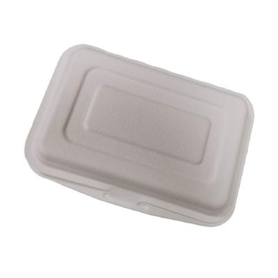 China Oil-resistant& Eco-Friendly Biodegradable Compostable Water Resistant Sugar Cane Bagasse Pulp 450ml Clamshell Container for sale