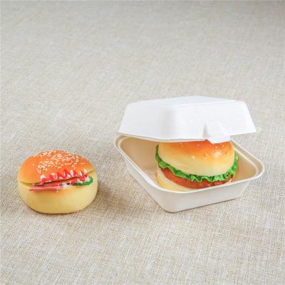 China Oil-resistant& 6 Inch Hamburger Box Water Resistant Biodegradable Disposable Food Packaging for sale