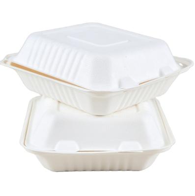 China Oil-resistant& Luzhou Eco-Friendly Water-resistant Disposable Paper Take Out Box Sugarcane Bagasse Food Containers for sale