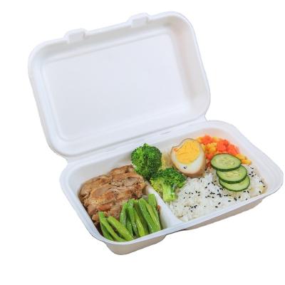 China Oil-resistant& Disposable Sugar Cane Bagasse Paper Water Resistant Compostable Food Container for sale