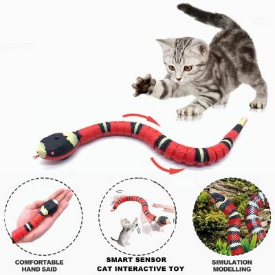 China Dropshipping Stocked Cat Toys Automatic Electronic Snake Interactive Smart Sensing USB Rechargeable Kitten Toys For Cats Dogs Pet for sale