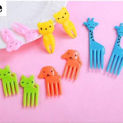 China Wholesale Stocked Cartoon Cute Mini Plastic Children's Farm Animal Dropshipping Seafood Bento Fruit Fork Set for sale