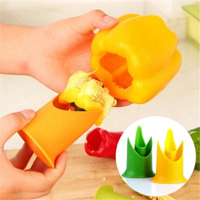 China Dropshipping Stocked 2 in 1 Chili Bell Jalapeno Corer Seed Pepper Cutter Hollow Puncher Slicer for sale