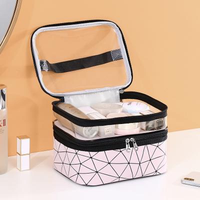 China New Double-Layer Large-Capacity Wash Bag European Waterproof Travel Pink Waterproof Cosmetic Bag Convenient Skin Care Product Storage Bag for sale