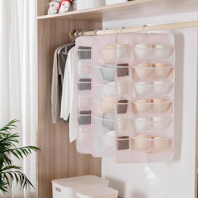 China Japanese Underwear Storage Hanger Bag Wall Mounting Organizer Bag Rack Wardrobe Hanger Underwear Bra Storage for sale