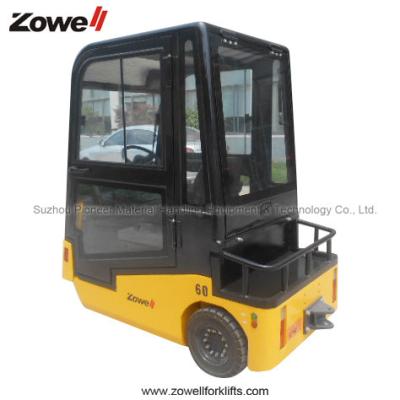 China Full Cabin 6 Ton Electric Towing Tractor , Traveling Speed 17km/h for sale