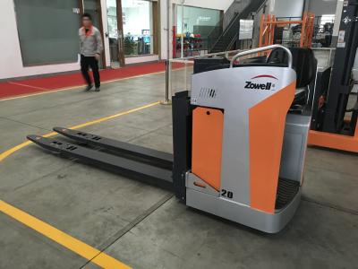 China 2000kg Sitting Type Electric Pallet Truck Extra Fork Length, USB Interface For Cellphone Charging for sale