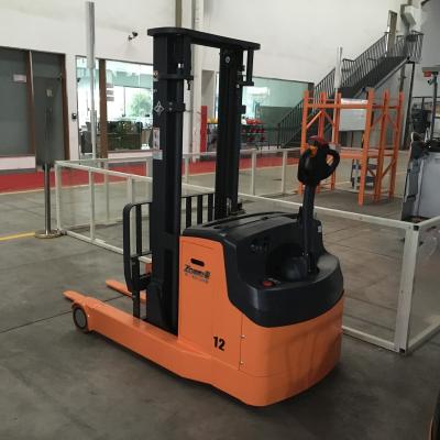 China Electric Pedestrian Reach Stacker 1.2 Ton, with Adjustable Fork Width and AC CURTIS controller for Narrow Aisle for sale