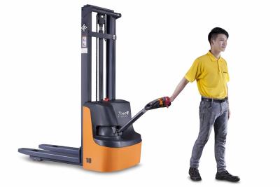 China 1000kg Loading Capacity Electric Lift Stacker Adjustable Balance Wheel for sale