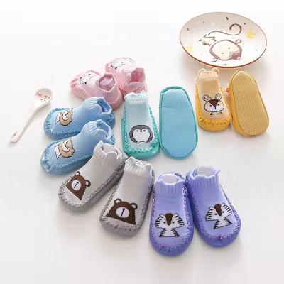 China Cartoon Print Lightweight Baby Shoes Bump Soft Non-slip Children Floor Comfortable Cotton Socks PVC Rubber Sole for sale