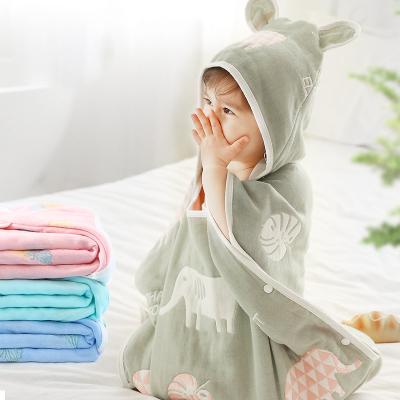 China Factory Supply Poncho Sustainable Cotton Children's Hooded 100% Soft Baby Towel Baby Bath Towel Kids Wrap Covering for sale