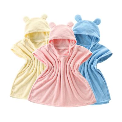 China MENBORY Viable Kids Wrap Hooded Towel Poncho Baby Hooded Bath Towel Muslin Baby Bath Kids Covering Towel for sale