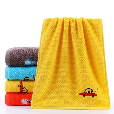 China Hot sale towel pure color cartoon woven cotton hypoallergenic face wash soft lovely towel children towel for sale