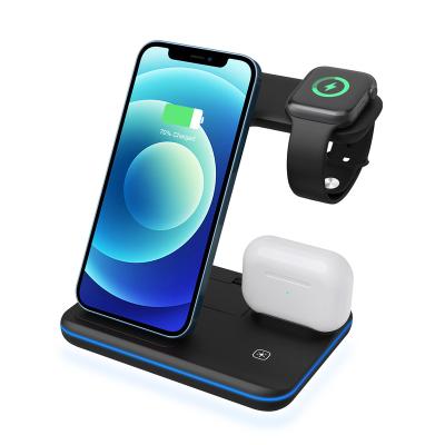 China Guany Z5M Multiple Devices Wireless Smart Watch Phone Holder All In One Desktop Charger For Watch Airpods Cell Phones for sale