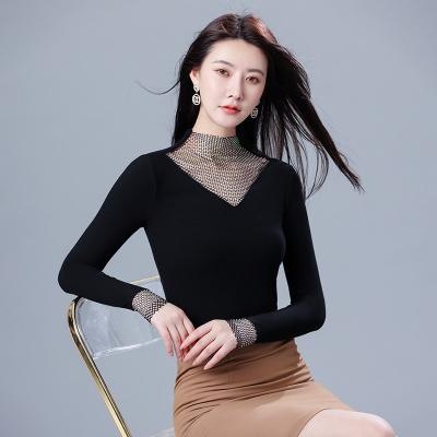 China Anti-pilling S-4XL Women's Autumn Winter High Quality Bottom Sweater Fashion Outside Wear Plus Velvet Turtleneck Blouse Slim Knit Top for sale