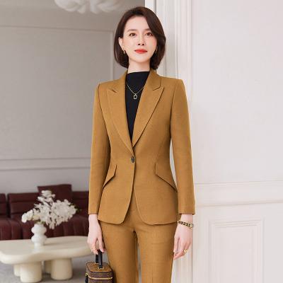 China QUICK DRY 2 Pieces Big Pocket Single Button Formal Pant Suit for Women Work Wear Office Lady Uniform Blazer Set for Women for sale