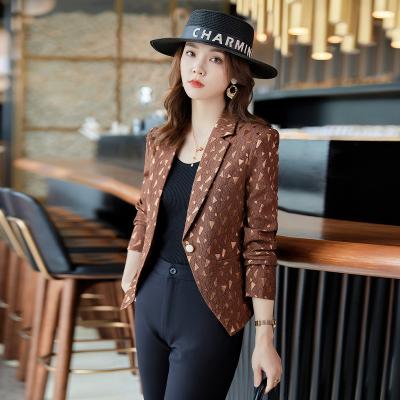 China Anti-wrinkle 2023 Autumn and Winter New Black Casual Long Sleeved Small Suit Collar Coat Female Elegant Fashion Jacket for sale